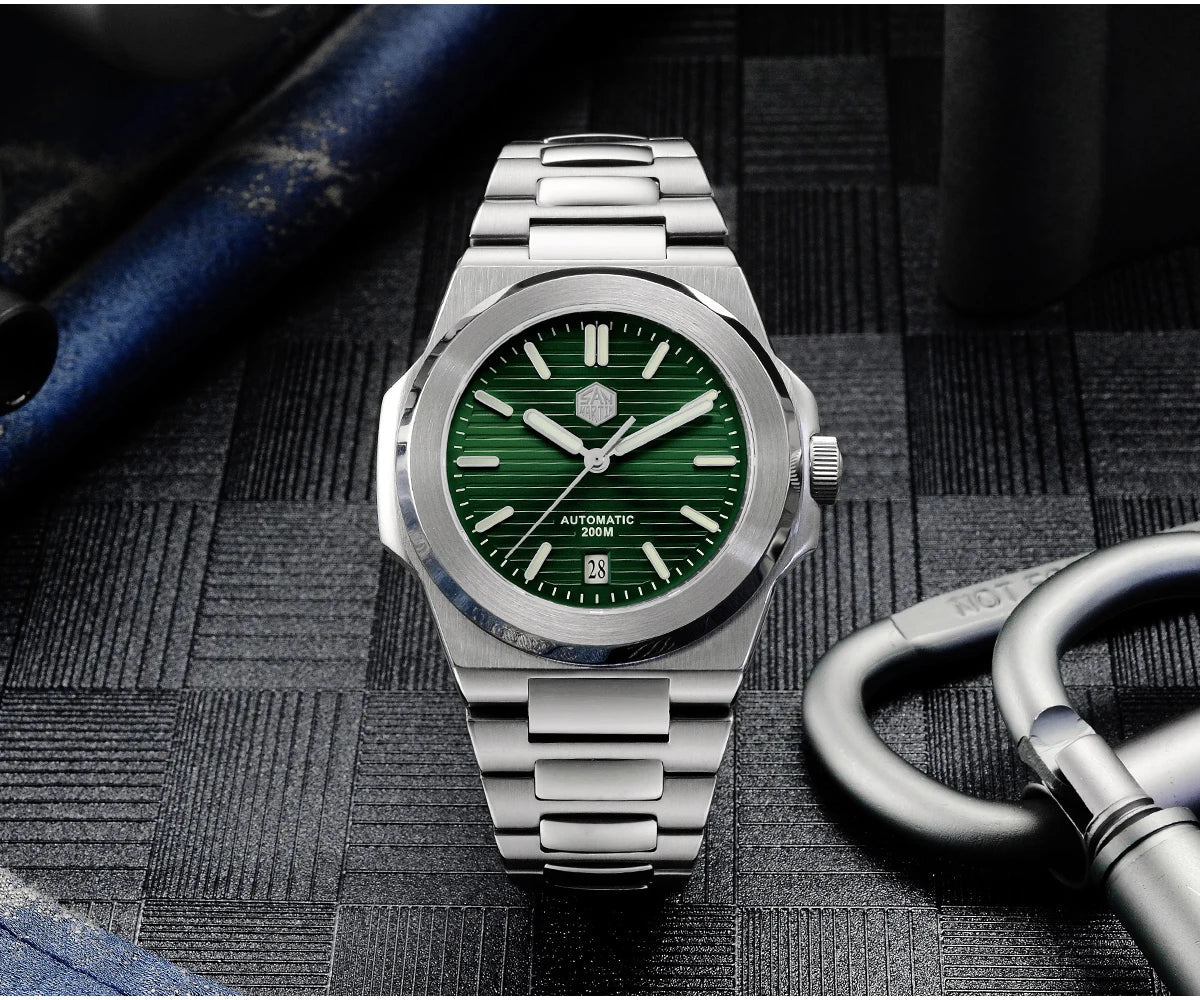 San Martin SN0076 42mm PT5000 Sw200 Automatic Dress Watch 20bar AR Sapphire BGW9 Lume