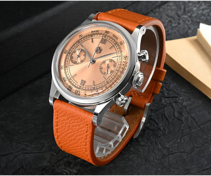 San Martin Men Quartz Watch VK64 Chronograph 38mm SN0101  Sapphire Glass Quick Release Strap 5bar