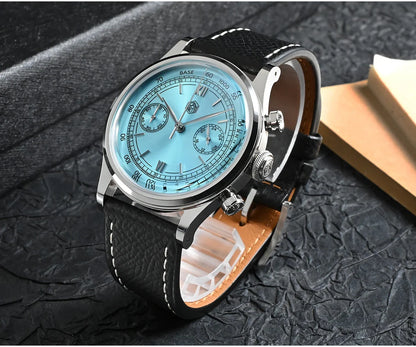 San Martin Men Quartz Watch VK64 Chronograph 38mm SN0101  Sapphire Glass Quick Release Strap 5bar