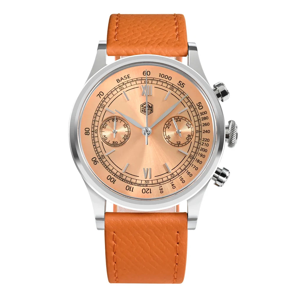 San Martin Men Quartz Watch VK64 Chronograph 38mm SN0101  Sapphire Glass Quick Release Strap 5bar