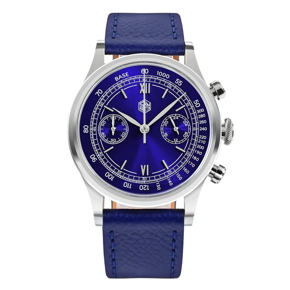 San Martin Men Quartz Watch VK64 Chronograph 38mm SN0101  Sapphire Glass Quick Release Strap 5bar
