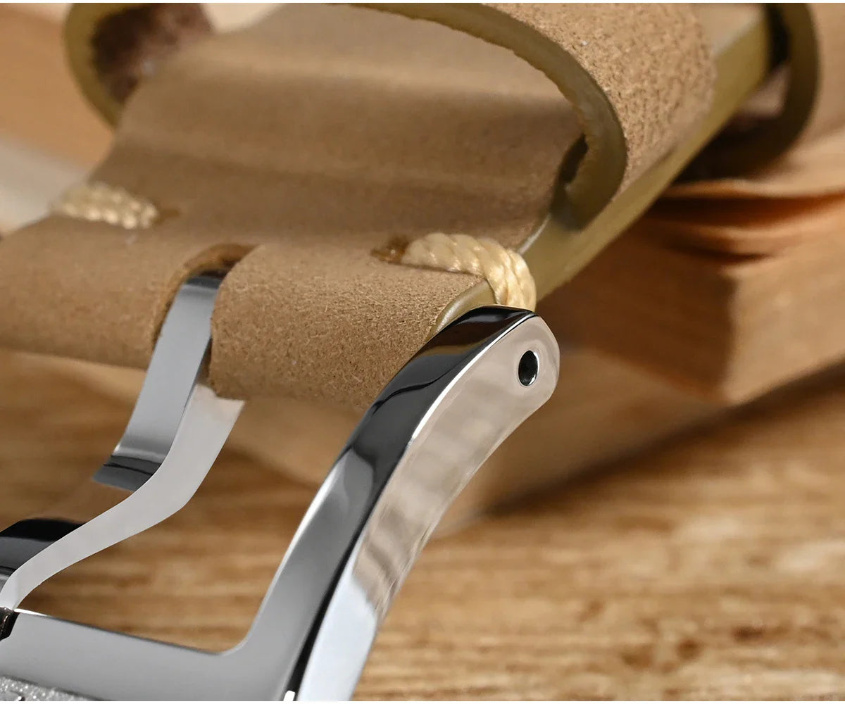 San Martin 38.5mm Men's Mechanical Watch NH35 Vintage Pilot Simple Fashion Wristwatch Baked Varnish Blue Hands 10 Bar Clock