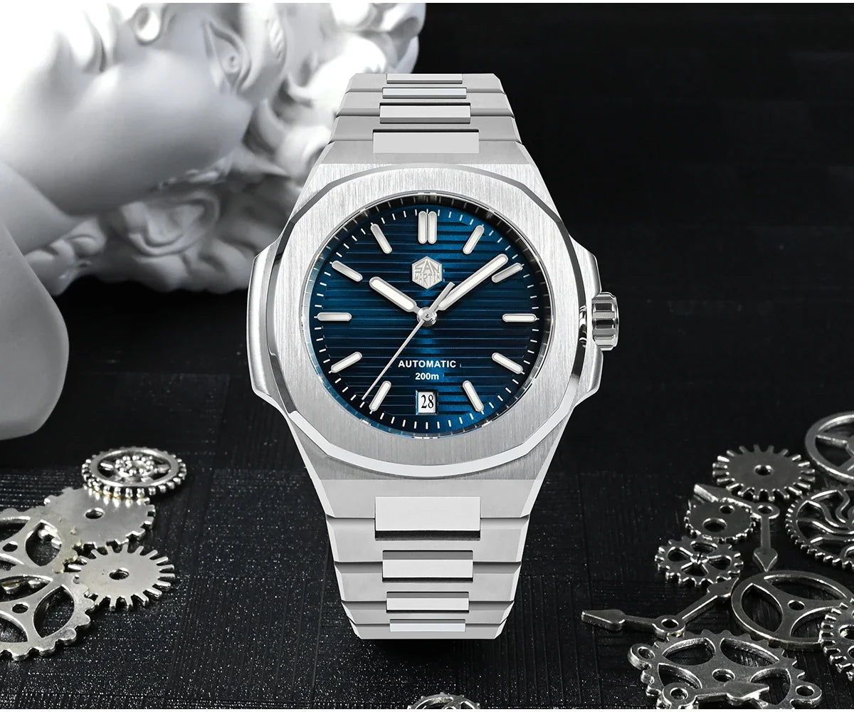 San Martin Nautilus MOD SN0075G 43mm Sw200  PT5000 Automatic AR Sapphire 20 ATM BGW-9
