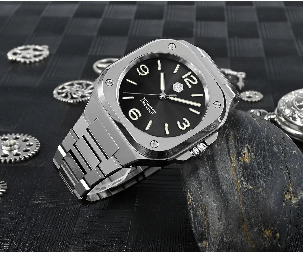 San Martin Square Watch SN0074G 40mm PT5000 Sw200  Automatic 10 Bar BGW-9 Lume