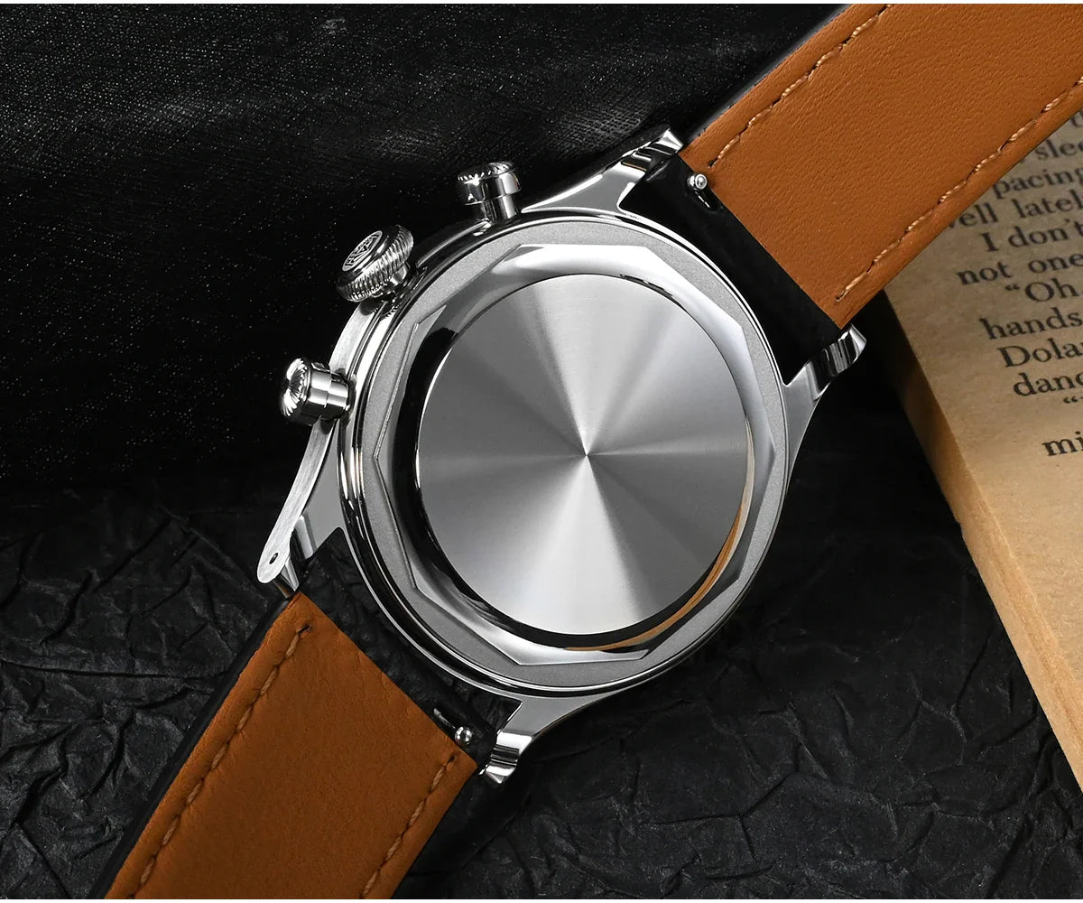 San Martin Men Quartz Watch VK64 Chronograph 38mm SN0101  Sapphire Glass Quick Release Strap 5bar