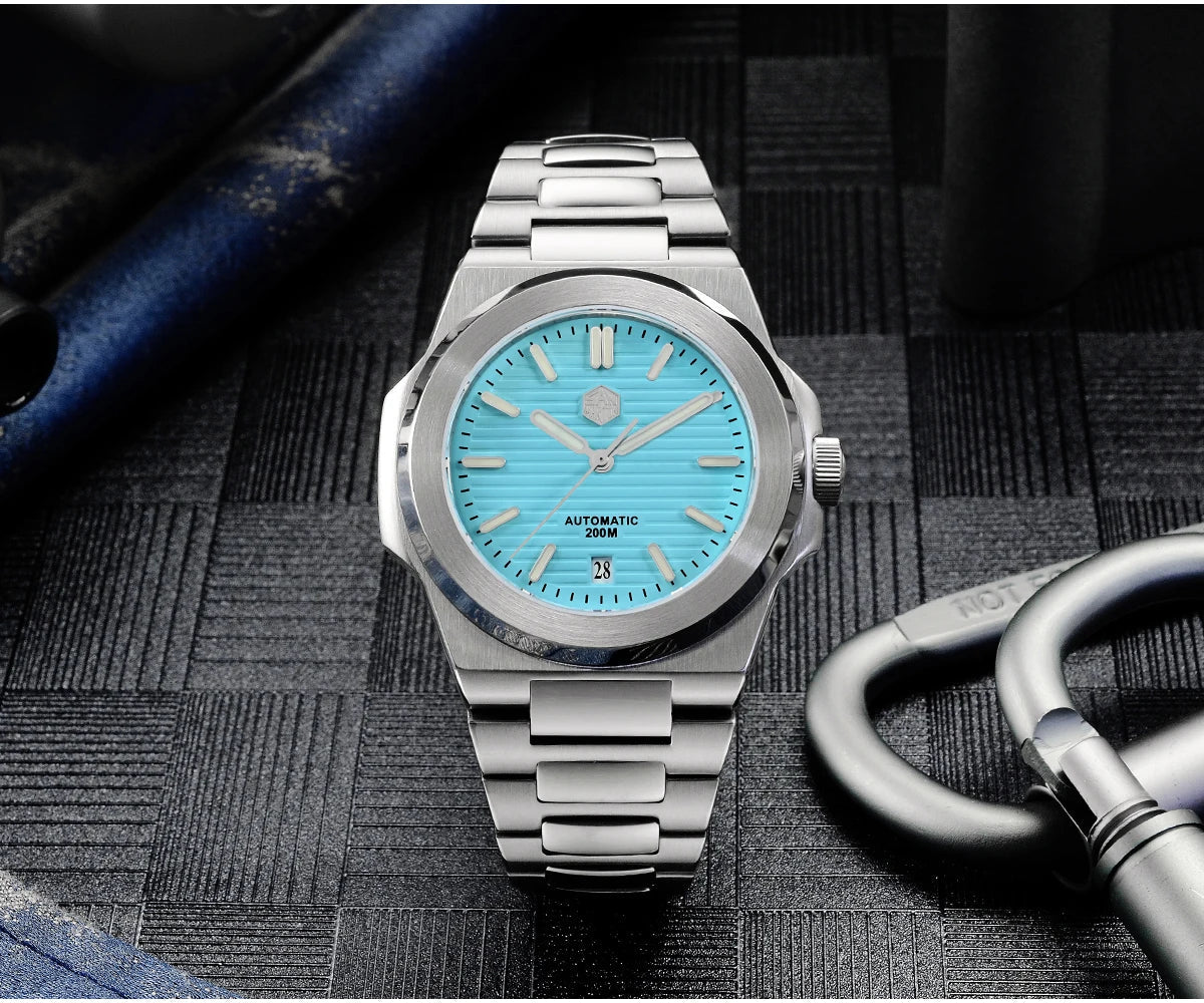 San Martin SN0076 42mm PT5000 Sw200 Automatic Dress Watch 20bar AR Sapphire BGW9 Lume