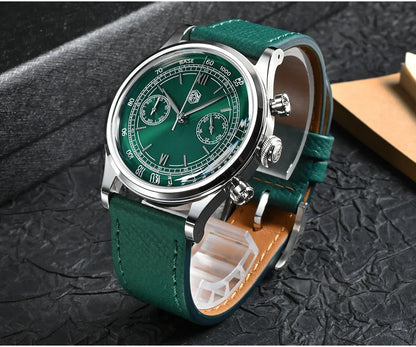 San Martin Men Quartz Watch VK64 Chronograph 38mm SN0101  Sapphire Glass Quick Release Strap 5bar