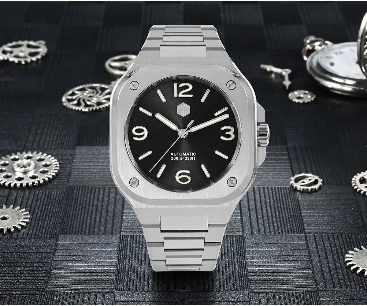 San Martin Square Watch SN0074G 40mm PT5000 Sw200  Automatic 10 Bar BGW-9 Lume