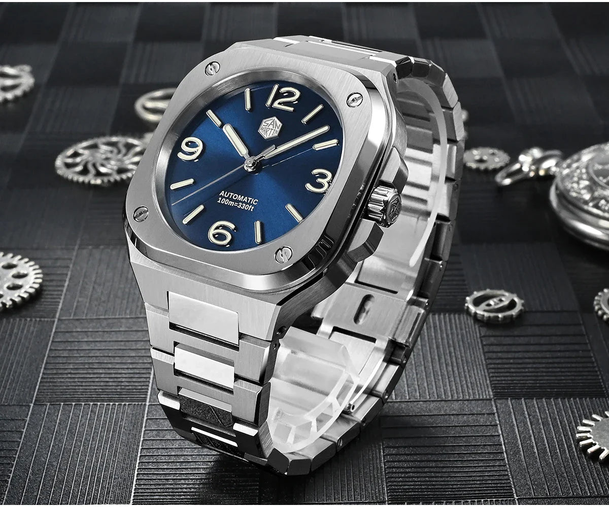 San Martin Square Watch SN0074G 40mm PT5000 Sw200  Automatic 10 Bar BGW-9 Lume
