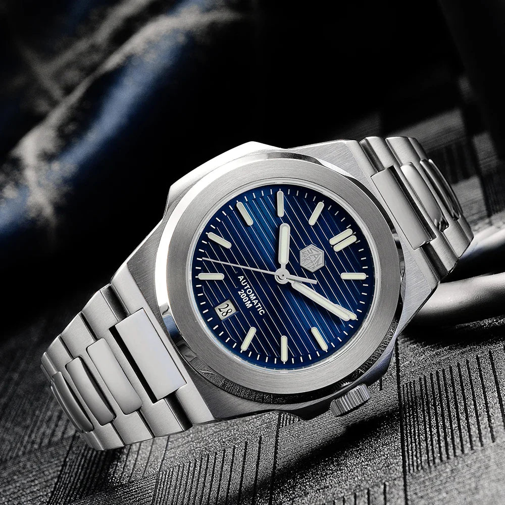 San Martin SN0076 42mm PT5000 Sw200 Automatic Dress Watch 20bar AR Sapphire BGW9 Lume