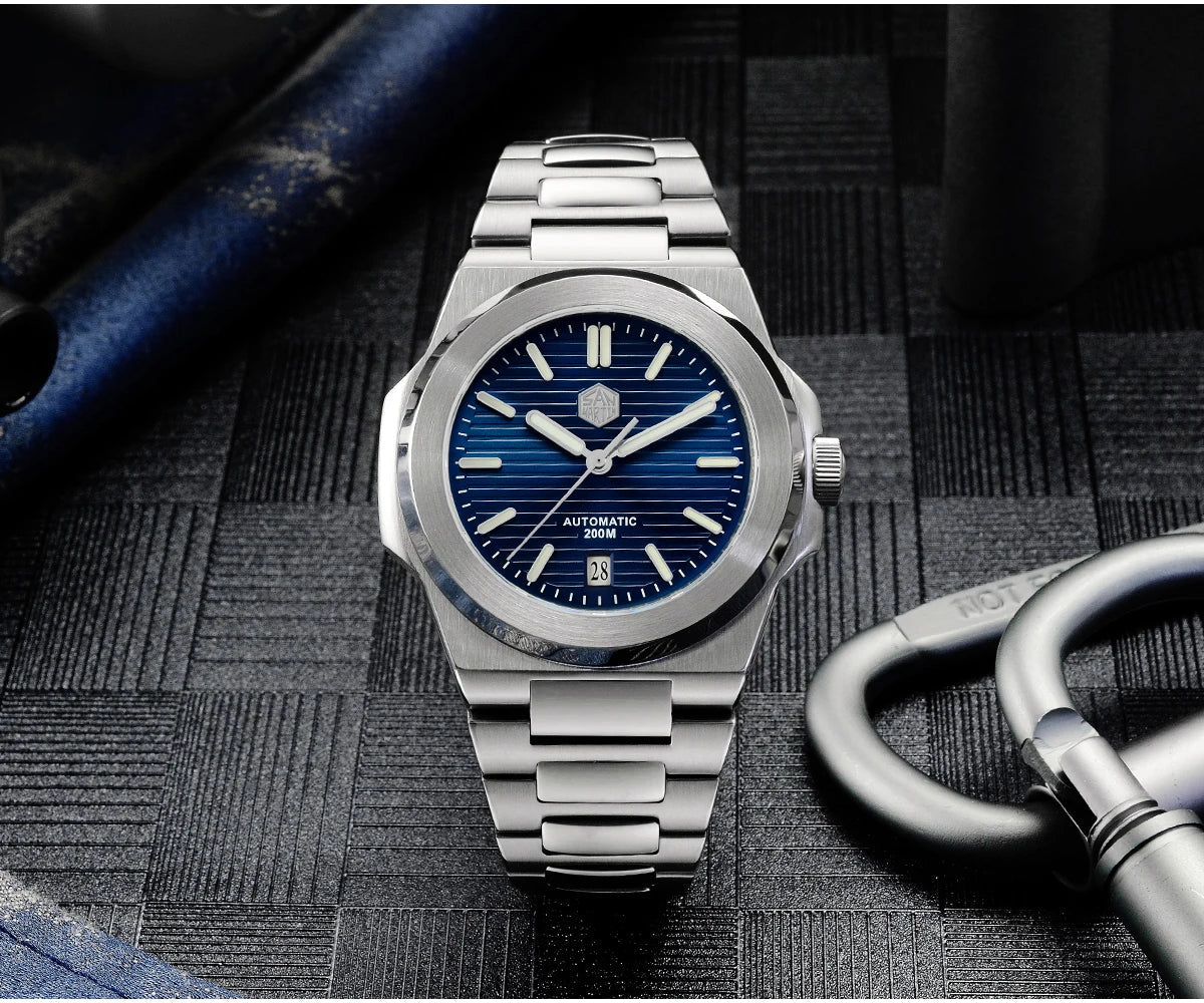San Martin SN0076 42mm PT5000 Sw200 Automatic Dress Watch 20bar AR Sapphire BGW9 Lume