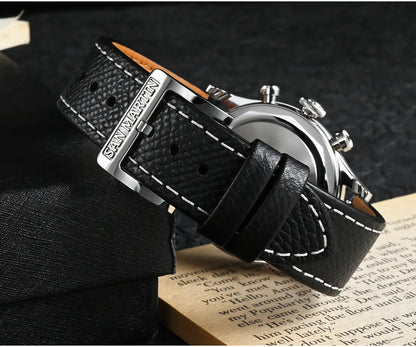 San Martin Men Quartz Watch VK64 Chronograph 38mm SN0101  Sapphire Glass Quick Release Strap 5bar