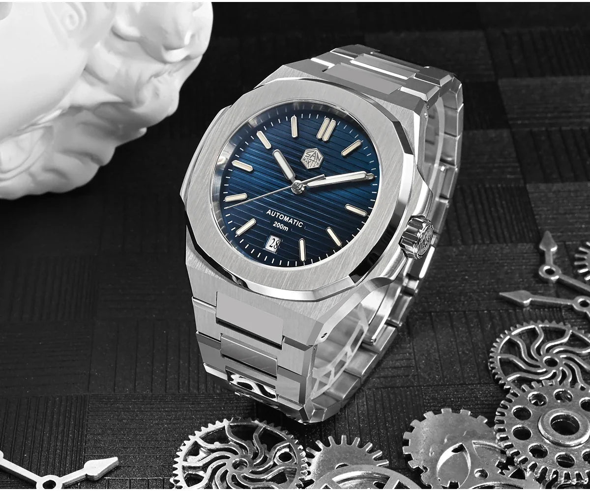 San Martin Nautilus MOD SN0075G 43mm Sw200  PT5000 Automatic AR Sapphire 20 ATM BGW-9