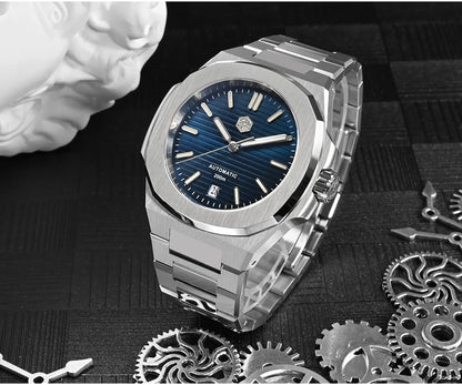 San Martin Nautilus MOD SN0075G 43mm Sw200  PT5000 Automatic AR Sapphire 20 ATM BGW-9