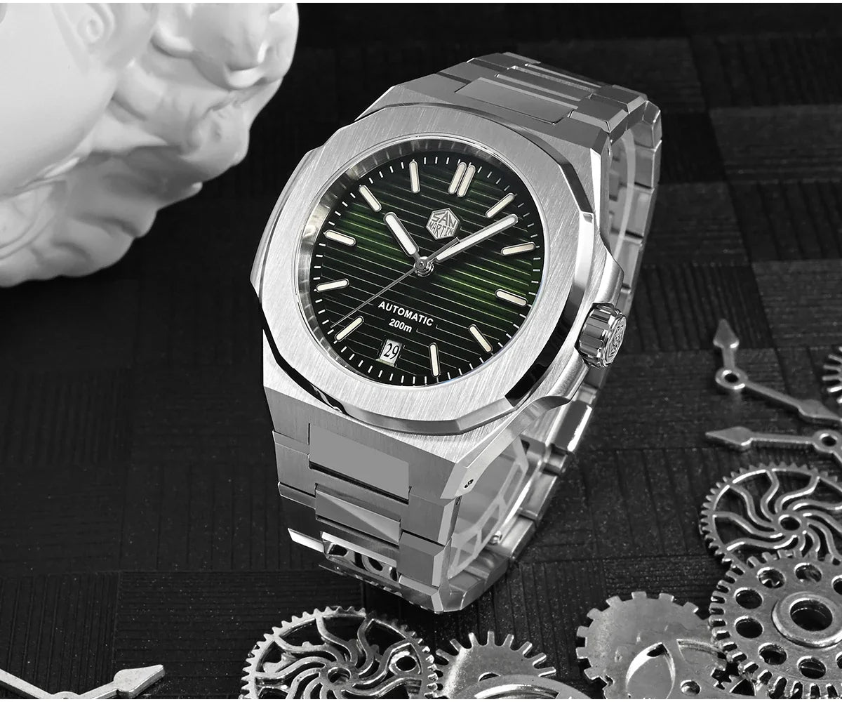 San Martin Nautilus MOD SN0075G 43mm Sw200  PT5000 Automatic AR Sapphire 20 ATM BGW-9