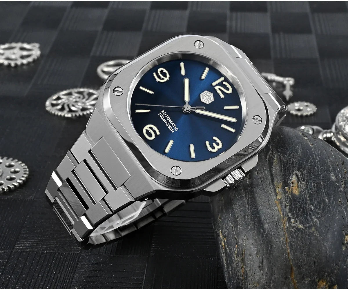 San Martin Square Watch SN0074G 40mm PT5000 Sw200  Automatic 10 Bar BGW-9 Lume