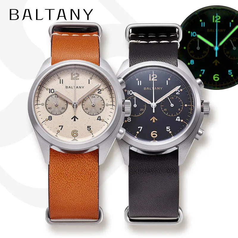 Customizable Watch Baltany 39mm Vk64 Quartz  Military Chrono RAF 6BB