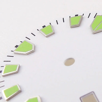 High Quality 28.5mm White Dial With Green Marks For NH35 Automatic Movement Date Window