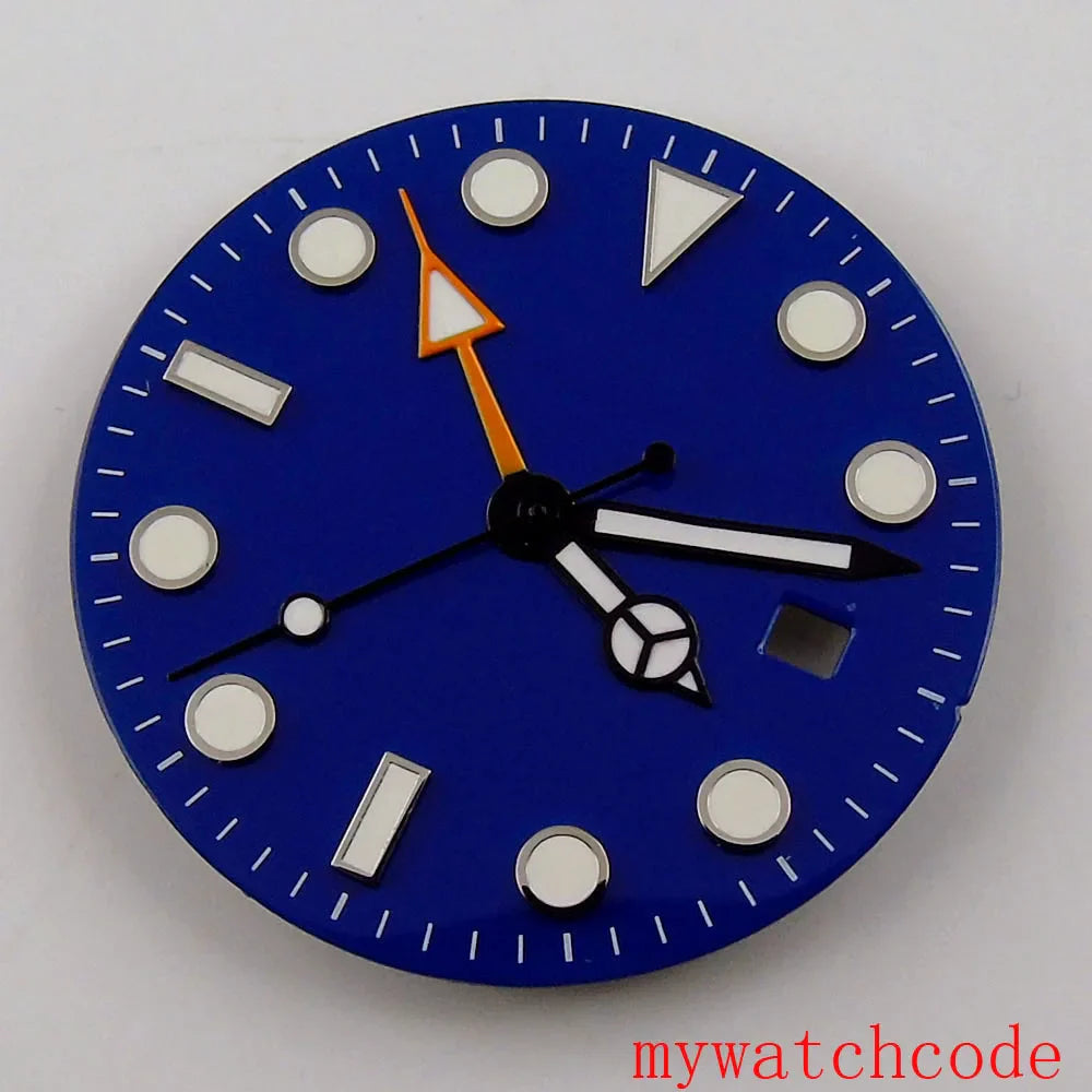 Watch Dial And Hands Set Fit Mingzhu 3804 Automatic Movement With Date Window Luminous Marks Wristwatch Parts