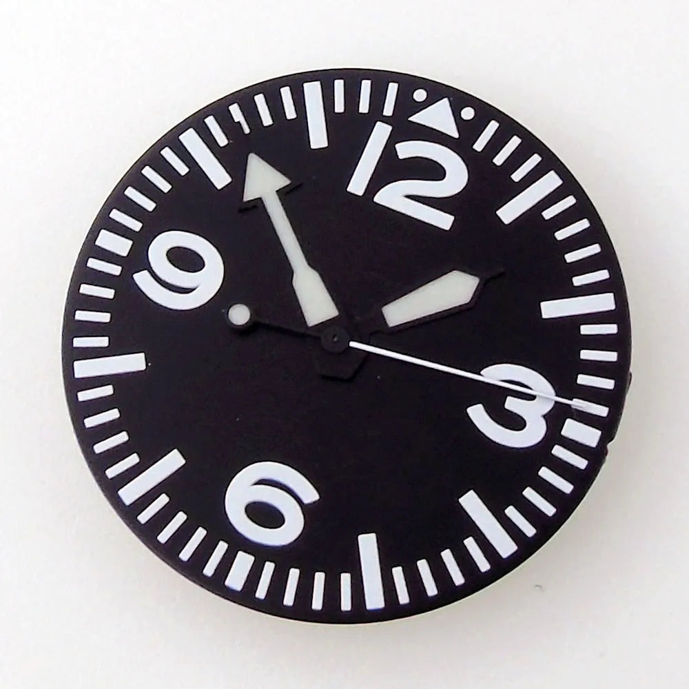 29mm Logo/Sterile Watch Dial Face Hands Set Fit NH 35 NH 36 ET A2824 PT 5000 MIY OTA82 Series DG2813 Movement Green Luminous