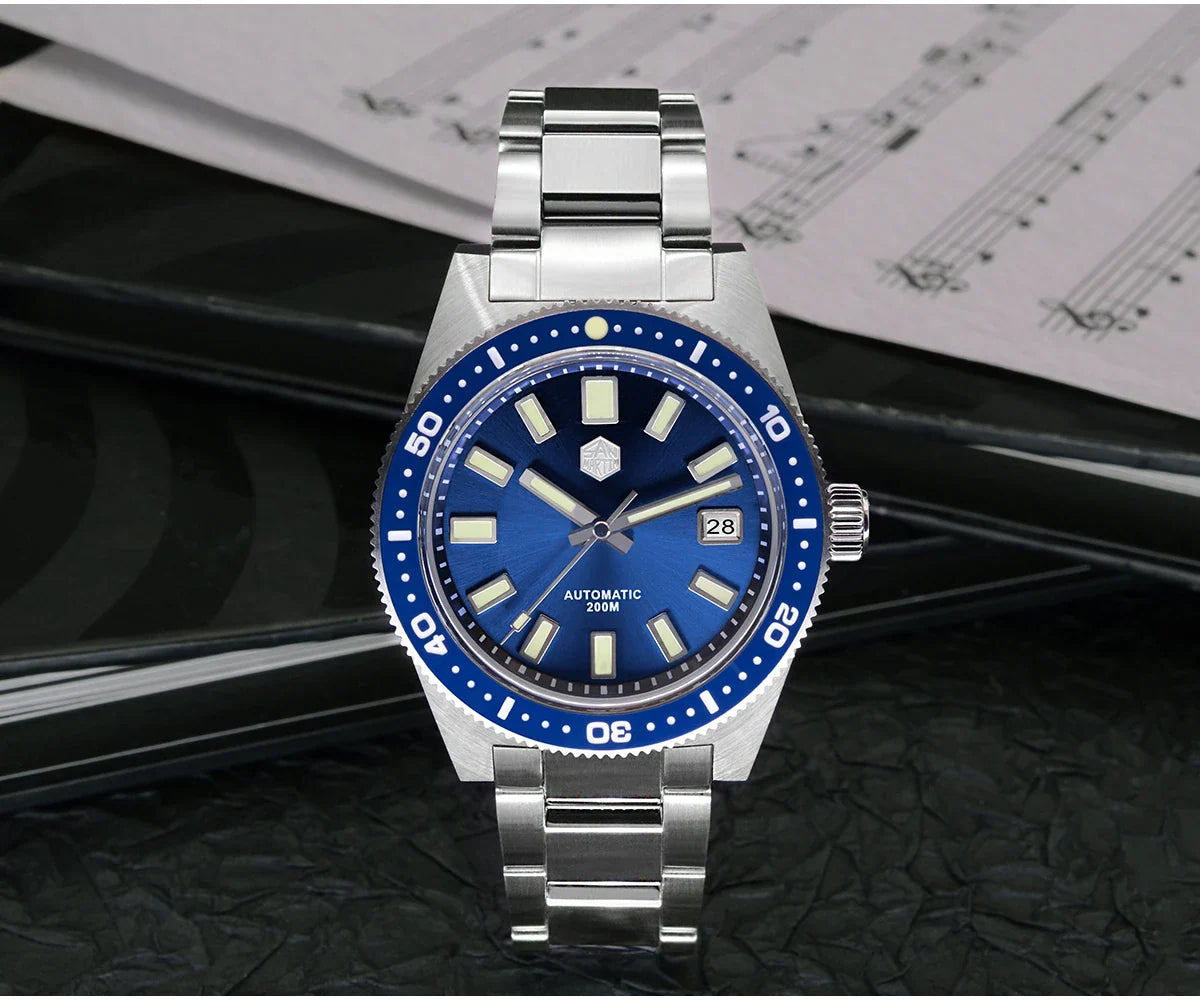 San Martin 62mas V4 Diver SN0007G 41mm NH35 Automatic AR Sapphire  Date Window 20bar c3 Luminous