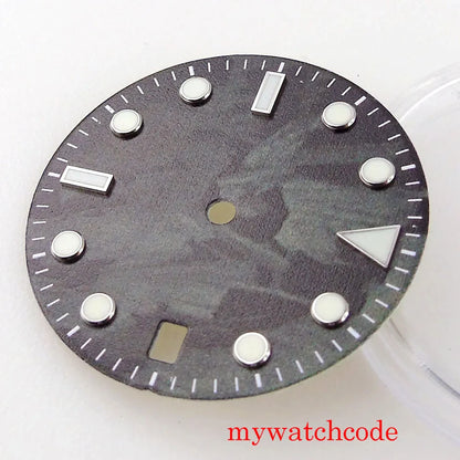 29mm Grey Sterile Dial Face With Date Window Green Luminous Marks Fit NH35A  Movement New Arrival Parts