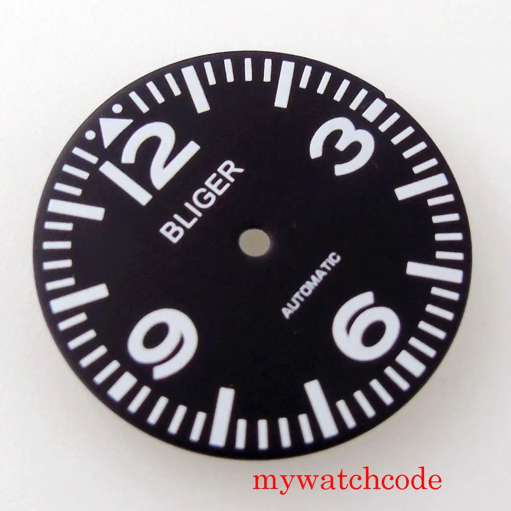 29mm Logo/Sterile Watch Dial Face Hands Set Fit NH 35 NH 36 ET A2824 PT 5000 MIY OTA82 Series DG2813 Movement Green Luminous