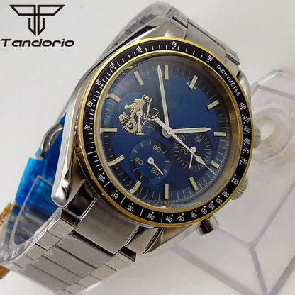 Tandorio 40mm Speed master Automatic  NN3836 Movement Chronograph Date Week Hardlex 5Bar