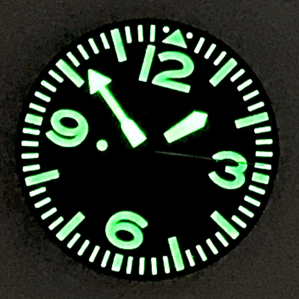 29mm Logo/Sterile Watch Dial Face Hands Set Fit NH 35 NH 36 ET A2824 PT 5000 MIY OTA82 Series DG2813 Movement Green Luminous