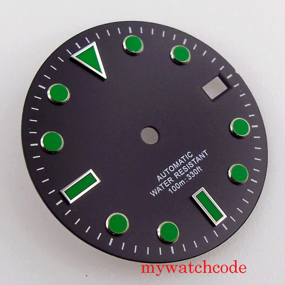 28.5mm Black White Sterile Watch Dial For 24 Jewels NH35A NH36A Automatic Movement With Date Window