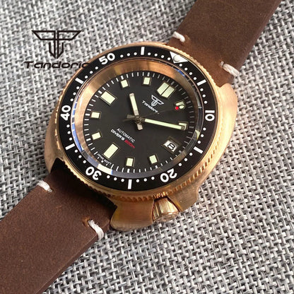 Tandorio CUSN8 Solid Bronze Turtle Watch TD239  PT5000 NH35A 44mm 20bar diver Sapphire