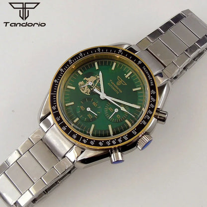 Tandorio 40mm Speed master Automatic  NN3836 Movement Chronograph Date Week Hardlex 5Bar