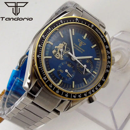 Tandorio 40mm Speed master Automatic  NN3836 Movement Chronograph Date Week Hardlex 5Bar