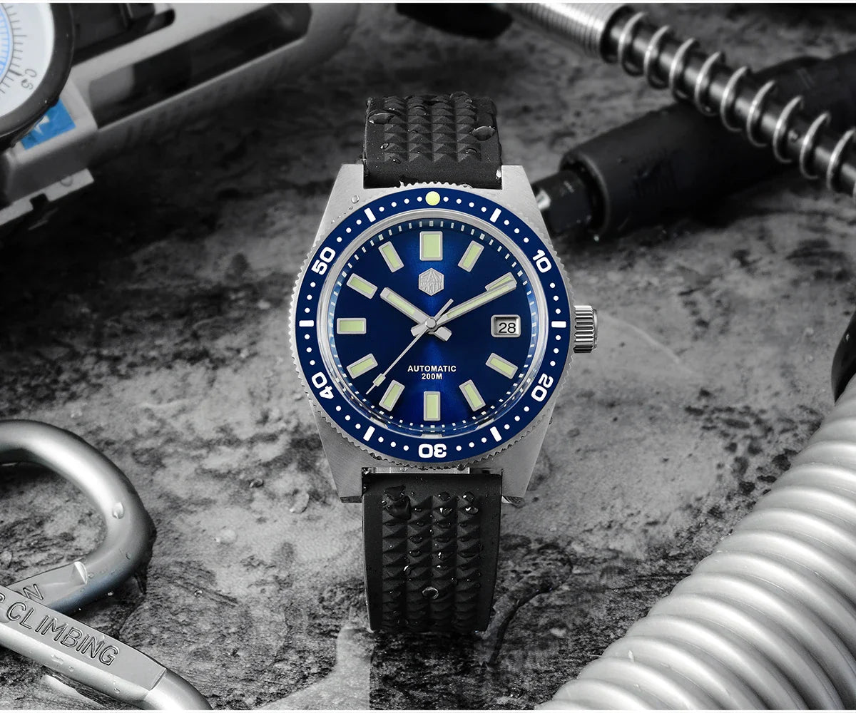San Martin 62mas V4 Diver SN0007G 41mm NH35 Automatic AR Sapphire  Date Window 20bar c3 Luminous