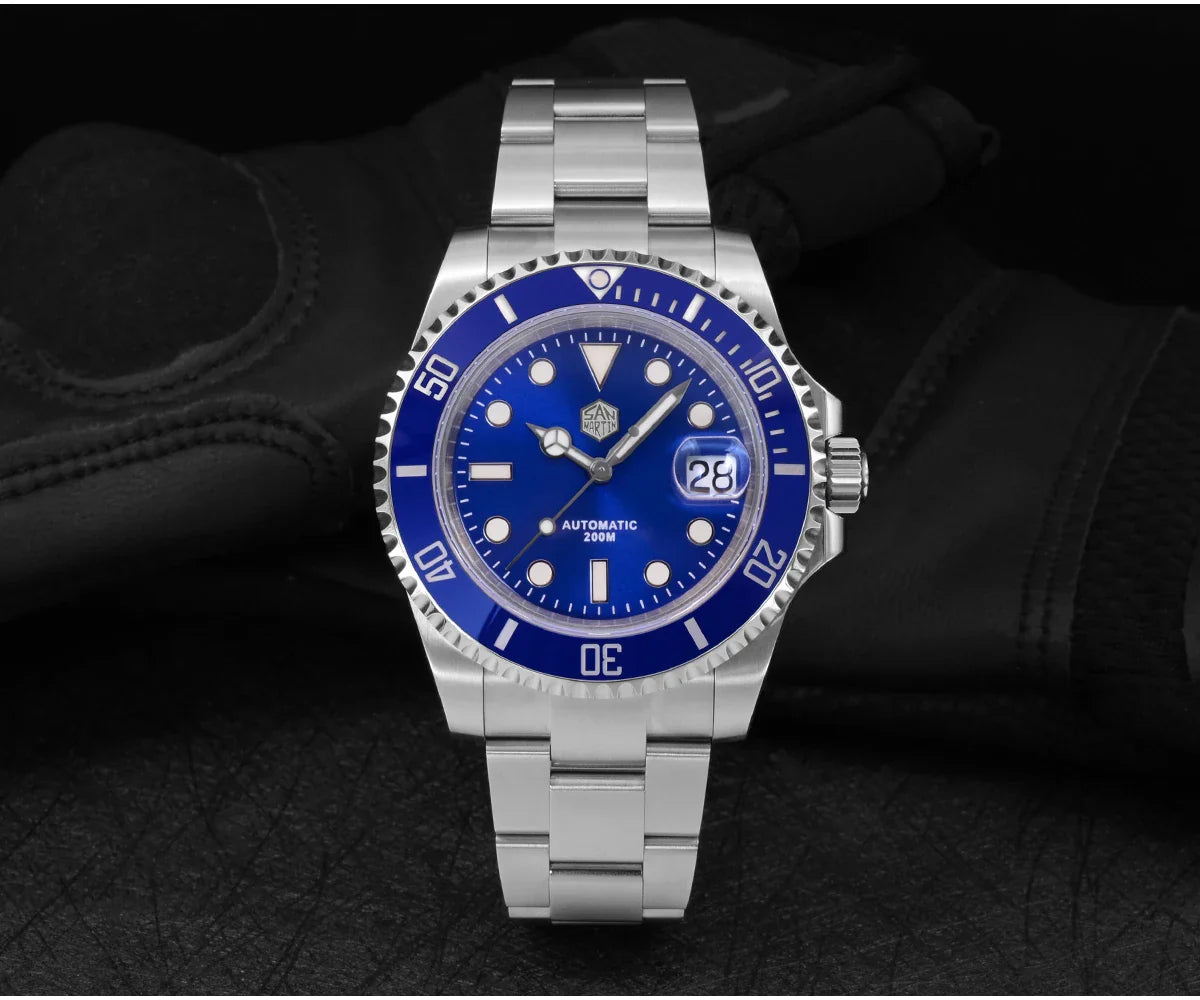 San Martin SUB Diver Sn0019G 41mm Water Ghost PT5000 SW200 Automatic AR Sapphire 20Bar BGW-9 Luminous