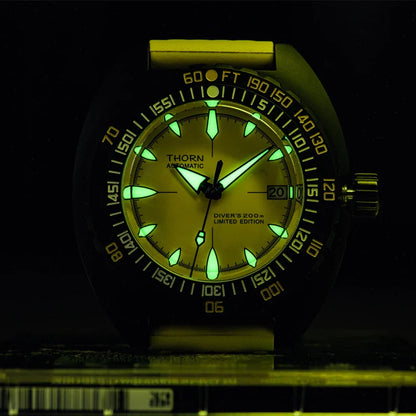 THORN Shirryu Sub 300T Homage SHY020 Turtle Dive 44mm Bubble Sapphire Glass20Bar 44MM C3 lume