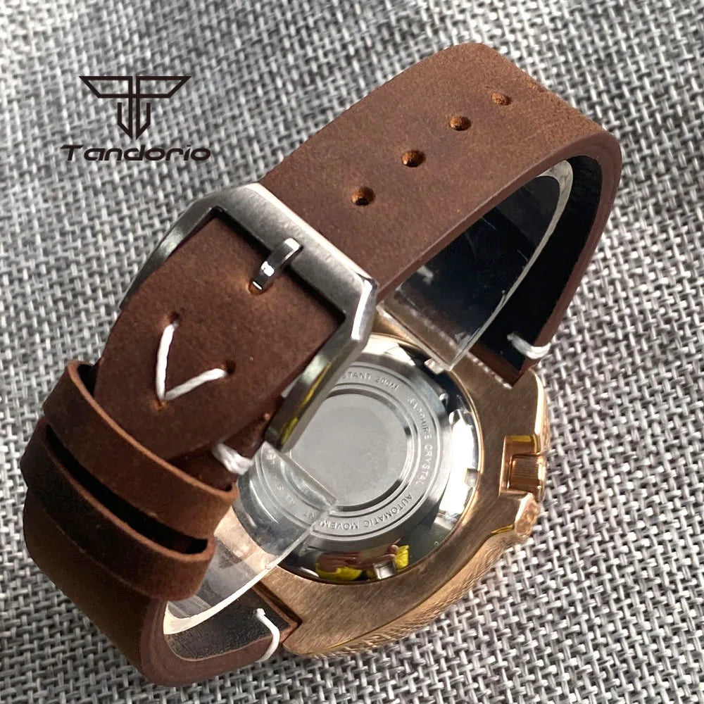 Tandorio CUSN8 Solid Bronze Turtle Watch TD239  PT5000 NH35A 44mm 20bar diver Sapphire