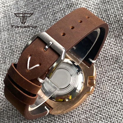 Tandorio CUSN8 Solid Bronze Turtle Watch TD239  PT5000 NH35A 44mm 20bar diver Sapphire