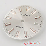 29mm stainless steel  silver color sterile men watch dial with date window watch hand fit miyota 8215 movement