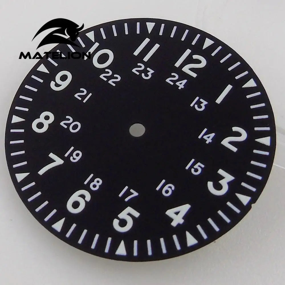 33.5mm Black Watch Dial Fit For NH34 NH36 NH35 Automatic Movement Arabic Numerals