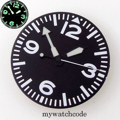 29mm Logo/Sterile Watch Dial Face Hands Set Fit NH 35 NH 36 ET A2824 PT 5000 MIY OTA82 Series DG2813 Movement Green Luminous