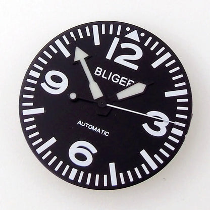 29mm Logo/Sterile Watch Dial Face Hands Set Fit NH 35 NH 36 ET A2824 PT 5000 MIY OTA82 Series DG2813 Movement Green Luminous