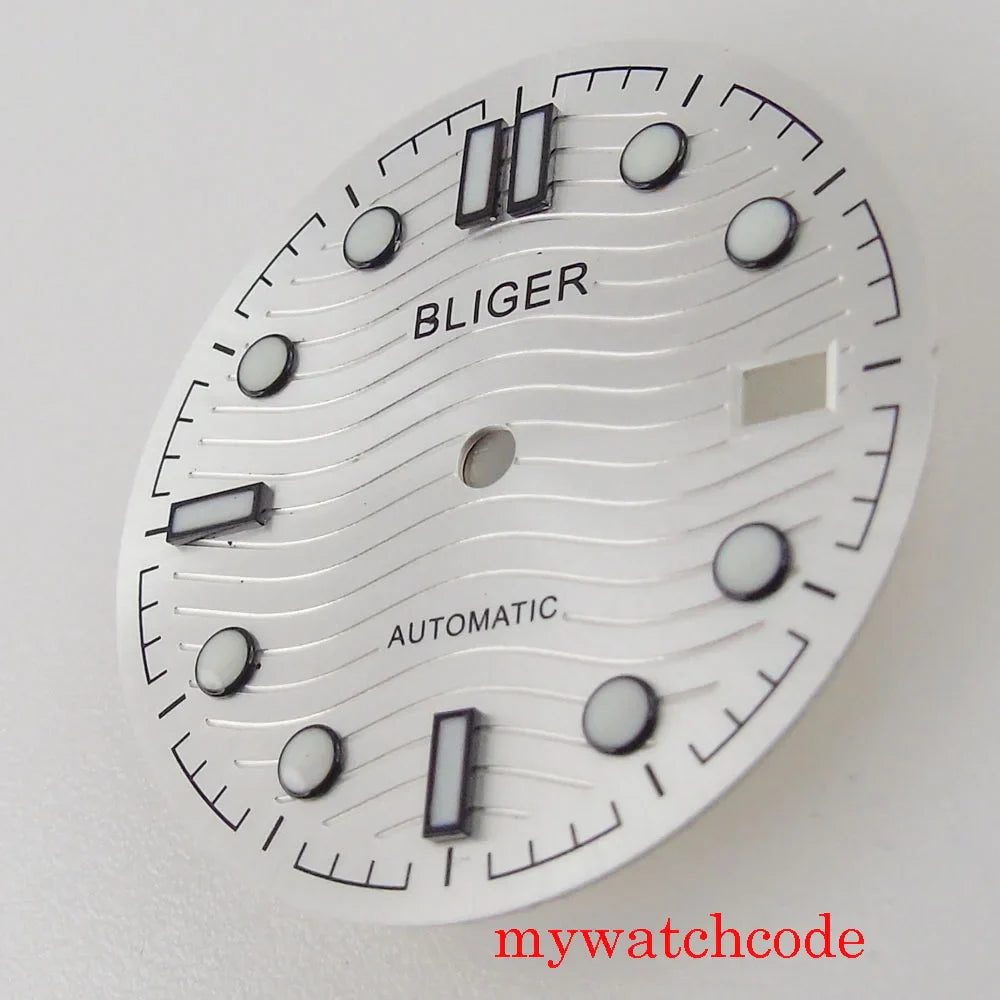 For NH35 Automatic Movement Watch Parts Dial Hands With Date Window Luminous Marks