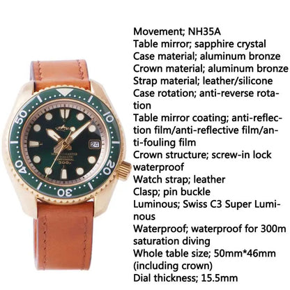 HEIMDALLR Real Bronze SBDX Diver HMCE21 NH35 Sapphire Crystal Lord Of The Sea 46MM 30Bar