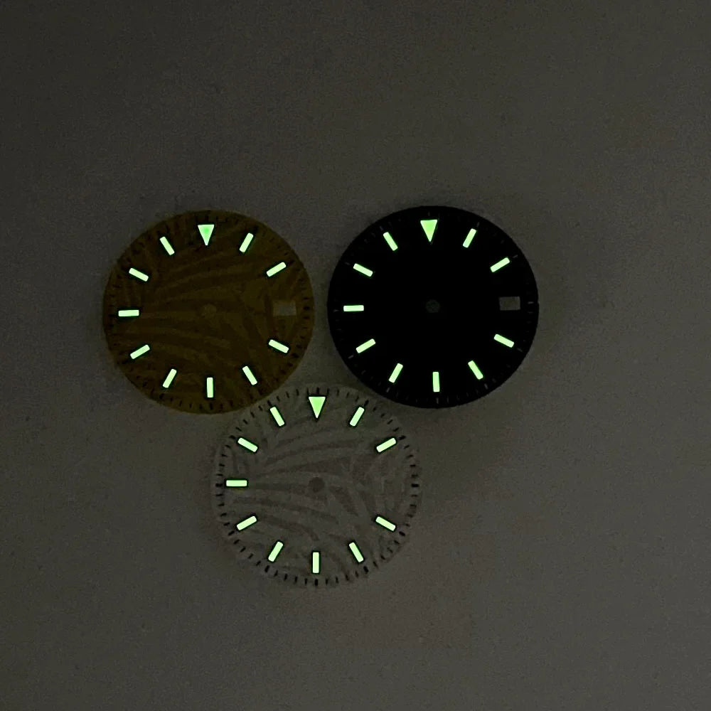 Leaf Watch Dial 29mm Lume Dial Watches Face Fit For NH35/NH35A Movement Date Window Leaf Design Black/Yellow/White Color
