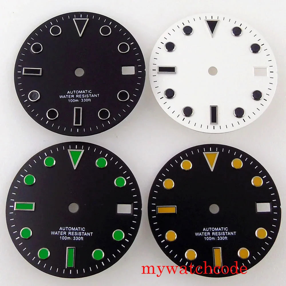 28.5mm Black White Sterile Watch Dial For 24 Jewels NH35A NH36A Automatic Movement With Date Window