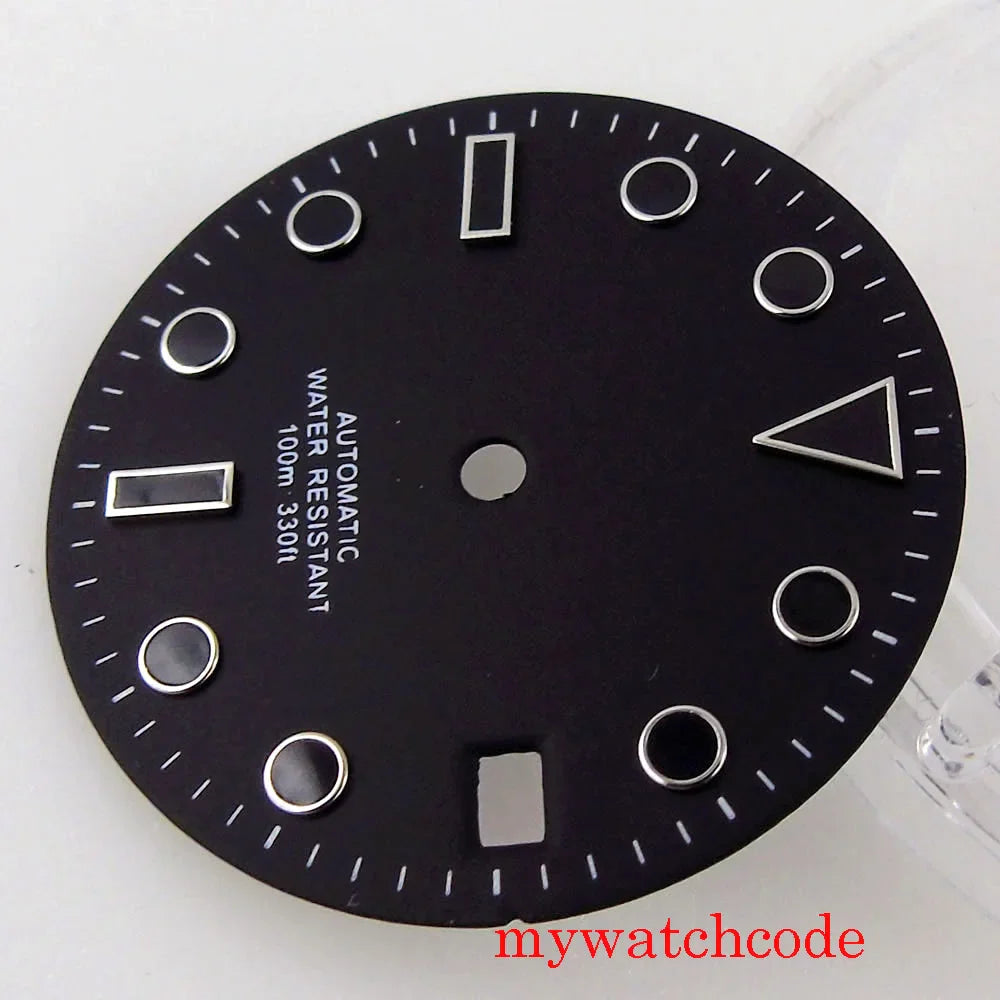 28.5mm Black White Sterile Watch Dial For 24 Jewels NH35A NH36A Automatic Movement With Date Window