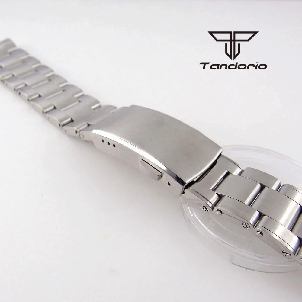 20mm Width Stainless Steel Watchband Bracelet Folding Clasp Push Button Watch Spare Parts Replacements