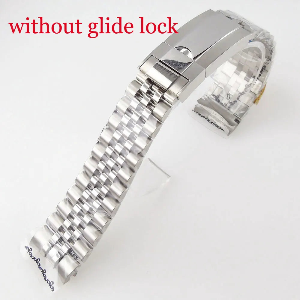 20mm Stainless Steel Jubilee Bracelet Watchband Spare Parts Brushed/Mid-Polished Glide Lock System Fit for SUB Watch Case