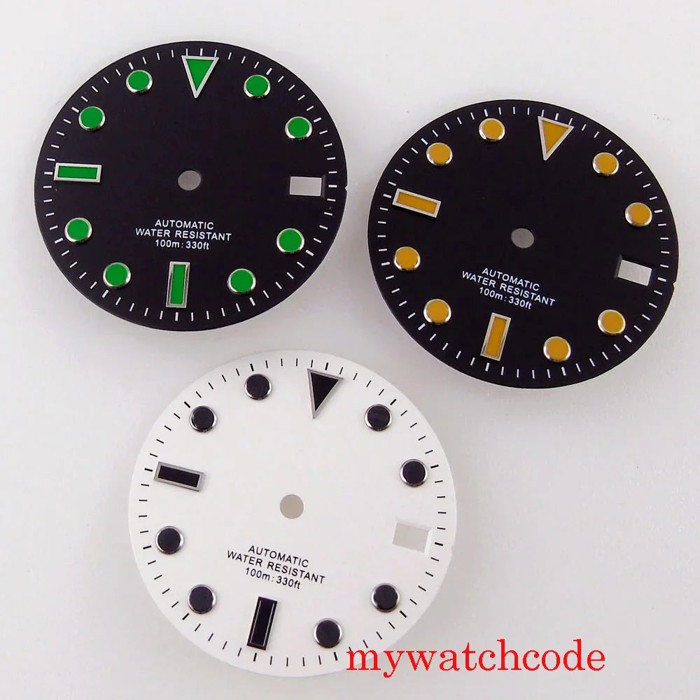 28.5mm Black White Sterile Watch Dial For 24 Jewels NH35A NH36A Automatic Movement With Date Window